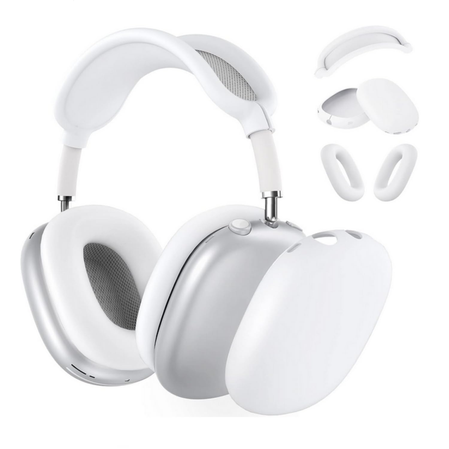 SKEIDO3 in 1 Headphone Case for AirPods Max Shockproof Head-Mounted Earphone Protector Cover for AirPods Max Case (White)