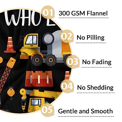 Construction Truck Blanket Gifts - 30x40 Inches Funny Throw Blanket for Boys - Black Soft Fuzzy Excavator Blankets for Couch & Office