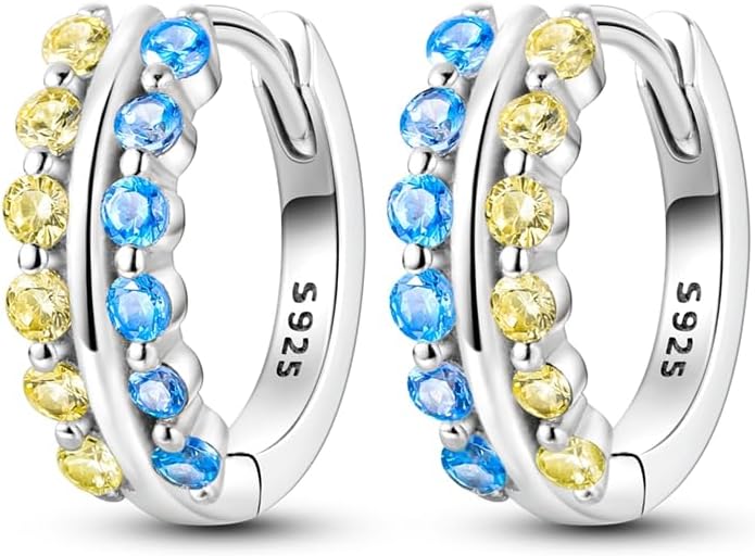 S925 Sterling Silver Earrings for Women Colorful Cute Butterfly Flower Heart Stars Moon Dangle Drop Earrings Small Hoop Huggie Earrings