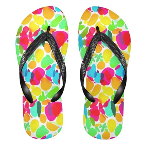 STAYTOP Colorful Rounded Shapes Flip Flops Sandals of Men's & Women's,Sandals Beach Slippers Shower Slides