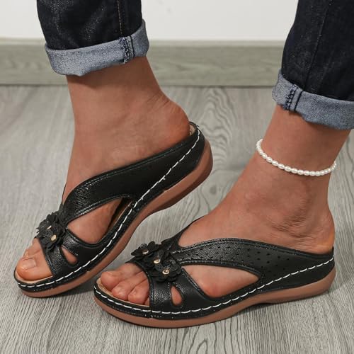 Sandalias De Mujer Plataforma,Rubber Sole Sandals Women,Sandals for Women 2025, Flower Shoes for Woman,Casual Slip On Summer Shoes,Summer Comfortable Slides Sandals2