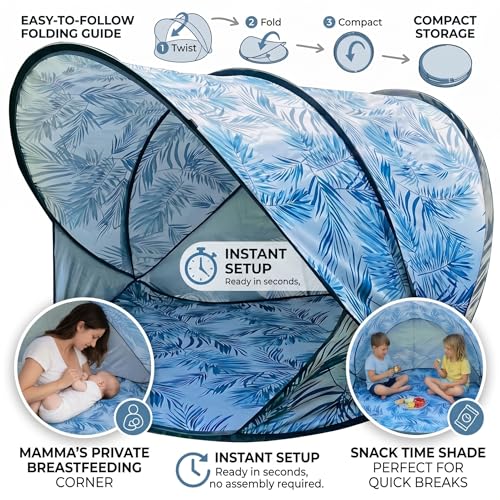 Tienda de playa para bebés con protección solar UPF 50+ autoarmable 4