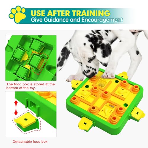 Dog Puzzle Toy Mental Stimulation - Level 3 in 1 Dogs Food Feeder Puzzle, Dog Treat Puzzle Feeder (Advanced-Green Board)
