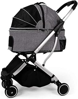 Carrinhos de estimação Carrinho de cachorro premium para cães de médio porte Carrinho de cachorro de 44 libras Carrinho de gato Carrinho de estimação Carrinhos de bebê dobráveis 4 rodas Carrinhos de bebê com destacável (Cinza a)