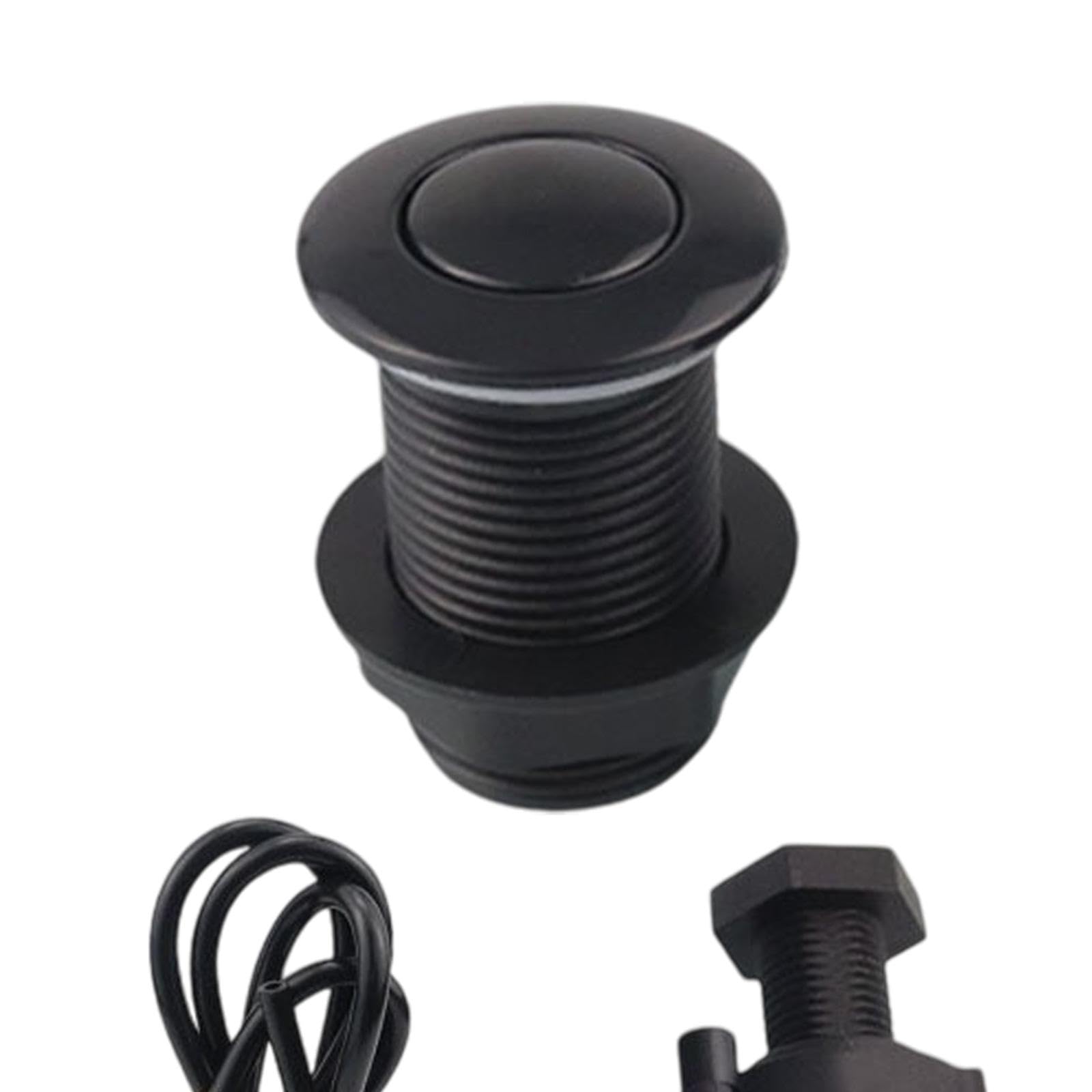 Interruttore pneumatico Interruttore a pulsante aria Interruttore a pulsante acceso/spento per vasca da bagno Interruttore per smaltimento rifiuti SPA, 32mm Tutto Nero