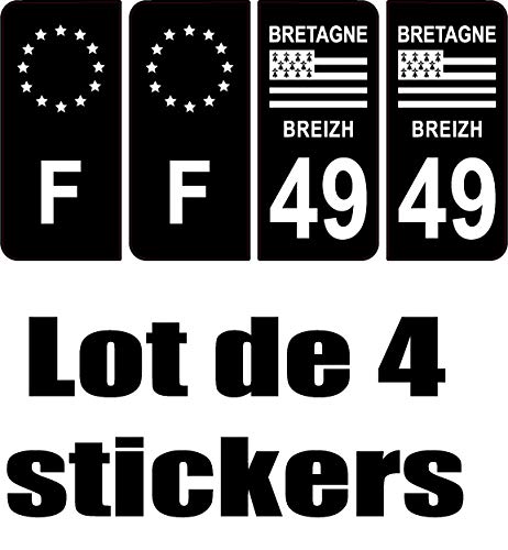 SAFIRMES 4 Self-Adhesive Number Plate Stickers 49 Inches Black Edition Brittany
