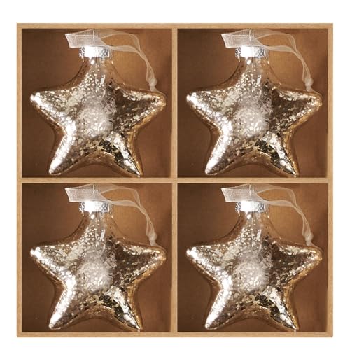 DN DECONATION Weihnachtskugeln Set Glas Sterne Silber –...