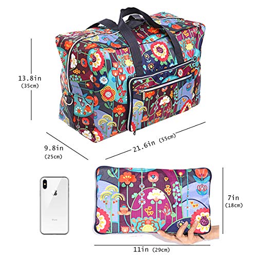 Large Foldable Travel Duffle Bag For Women Hospital Bag Cute Floral Tote Handbag Shoulder Weekender Overnight Carry On Checked Luggage Bag For Girls (cute flower)