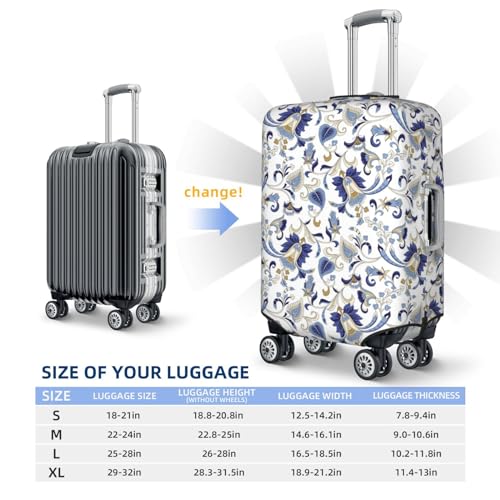 Travel Luggage Cover Protector - White Blue Paisley Anti-Scratch Suitcase Covers Fits 18-32 Inch Luggage2