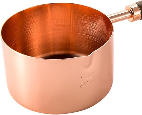 Miniatura 4 de JASHII Juego de 8 tazas y cucharas medidoras de oro rosa con mango de madera de acacia, herramientas de cocina de acero inoxidable para cocinar