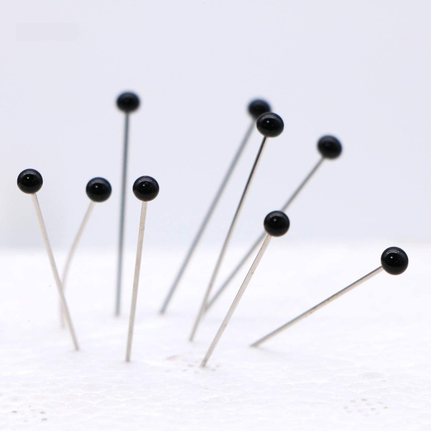 250 Pcs 1.5 Inch Black Sewing Pins Ball Glass Head Pins Straight Quilting Pins for Dressmaker, Jewelry DIY Decoration, Craft and Sewing Project