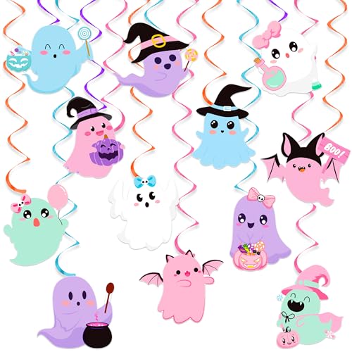 20pcs Halloween Ghost Theme Hanging Swirls Pastel Colors Cute Gho...