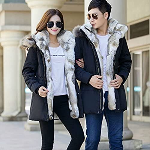 HZCX FASHION Men's Fur Collar Hooded Warm Fleece Lined Down Jackets And Coats2