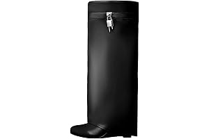 Wide Calf Knee High Padlock Buckle Boots