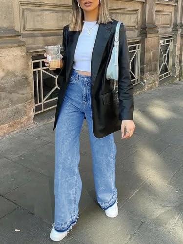PLNOTME Womens Wide Leg Jeans High Waisted Boyfriend Baggy Trendy Mom Denim Pants with Pockets4