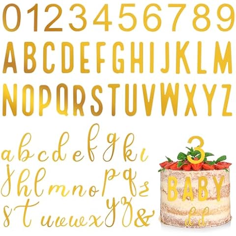Ouligay 124Pcs Gold Acrylic Cake Toppers Cover