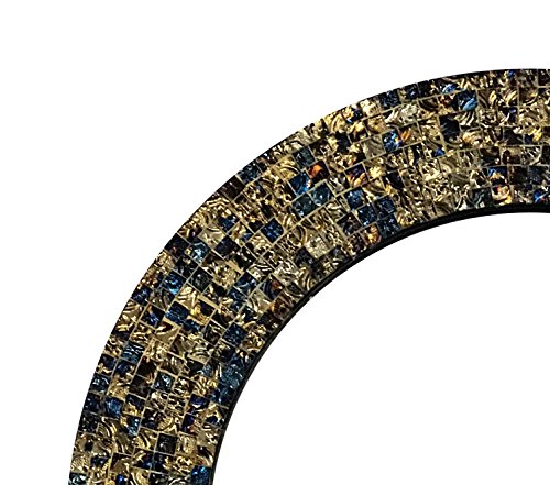 DecorShore-20-Jewel-Tone-Accent-Mirror-Round-Decorative-Wall-Mirror-wEmbossed-Glass-Mosaic-Tile-Frame-Fired-Gold 510XuK4E7aL