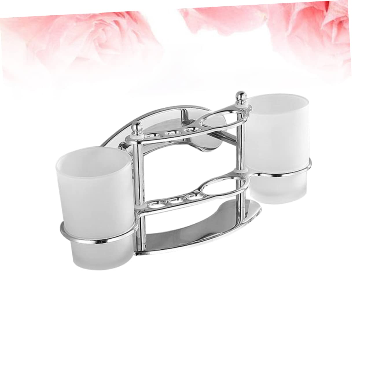 Hohopeti Portacepillos de Dientes Mantiene el Cepillo y Vaso Limpios y Vaso de Vidrio Doble de Acero Inoxidable Montado en Pared para Baño
