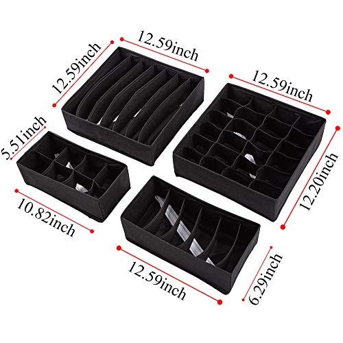 MCIGICM Underwear Drawer Organizer, Bra Houseware Closet Underwear Organizer Drawer Divider, Foldable Storage Box for Bras, Underwear, Socks, Neck Ties