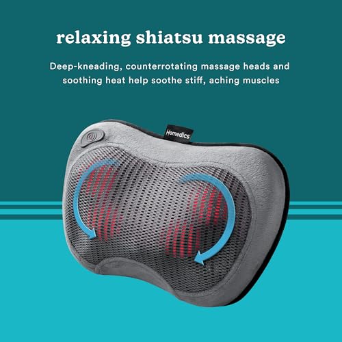 Homedics Cordless Shiatsu All-Body Massage Pillow with Soothing Heat, Reverse Function, Rechargeable Battery, and Integrated Controls –Lightweight - Image 5