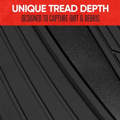 Image of Motor Trend Rubber Car Floor Mats - Durable, All Weather Protection with Non-Slip Backing, Two Tone Accent - For Front and Rear, Black & Gloss Black