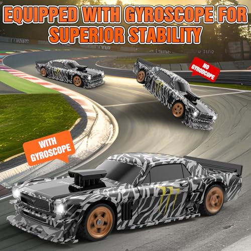 Image of RC Drift Car,1 /43 Mini with Gyroscope,2.4GHz Full Proportional Remote Control Car,4WD High Speed Race Car with Lights,Racing Tires,RC Model Cars Gift for Adults,Kids,Boys,Girls,Black