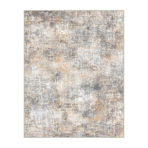 Area Rugs 5x7 for Living Room Bedroom, Modern Abstract Machine Washable Rug, Large Soft Low Pile Floor Cover with Non Slip Backing for Dining Room, Warm Beige Mist