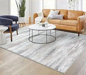 KOZYFLY 6x9 Area Rug Modern Ombre Thin Rugs for Living Room, Washable Large Rugs Non-Slip Soft Striped Rug for Bedroom, Print Distressed Beige Abstract Carpet for Laundry/Kid Room