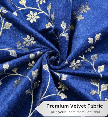 Image of Velvet Room Darkening Window Curtain 5 Feet, Golden Foil Print