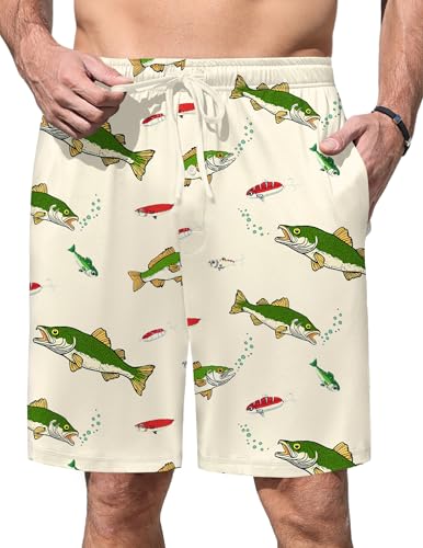 Image of Ekouaer Men's Pajama Shorts Soft Sleepwear Bottoms Elastic Waistband Loungewear Breathable Men Shorts with Pockets
