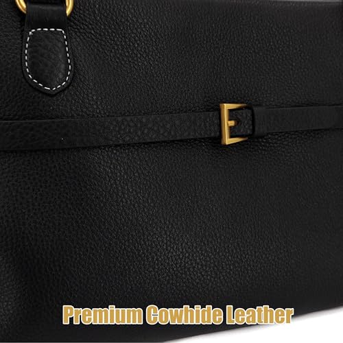 Large Genuine Pebbled Leather Shoulder Bag for Women, Buckle Swing Tote, Bowling Bag Purse, Spacious Work Handbag4