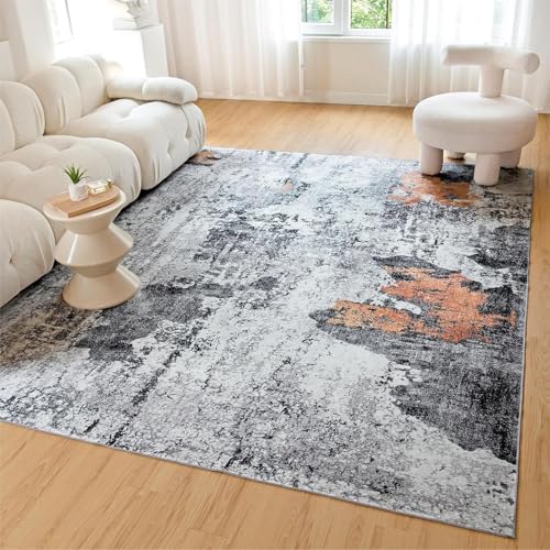 Rumbaluxy Alfombra Lavable Para Sala De Estar, Dormitorio, Comedor, Lana Sintética, Color Gris Y Amarillo Rumbaluxy Alfombra Lavable Para Sala De Estar, Dormitorio, Comedor, Lana Sintética, Color Gris Y Amarillo