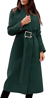 Pianshanzi Gabardina elegante para mujer, abrigo largo, chaqueta larga para otoño e invierno, parka de color sólido, chaqu...