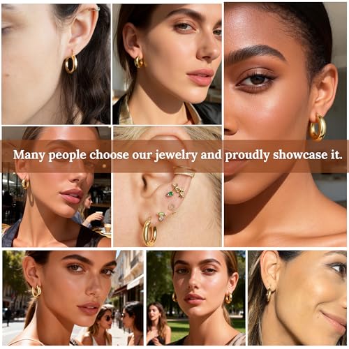 Image of Chunky Hoop Earrings for Women Small Huggie Hoops Earrings Fashion Jewelry