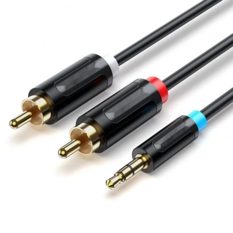 Watio Wave Audio Cable - 3.5 mm Jack to 2 x RCA Stereo Cable, 8 m Length, Black, Ideal for Connecting Audio Devices *