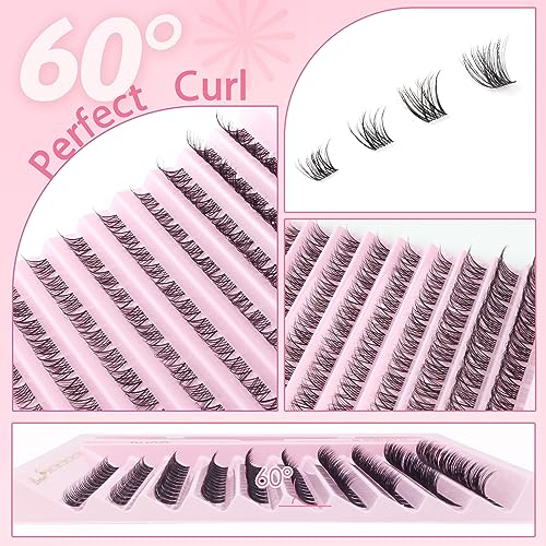 Parriparri Cluster Lashes Kit Clear Band 120Pcs Individual Lashes with Bond and Seal and Lash Extension Applicator Natural Eyelash Extensions Kit False Eyelashes DIY at Home (8-16MM MIX) - Image 3