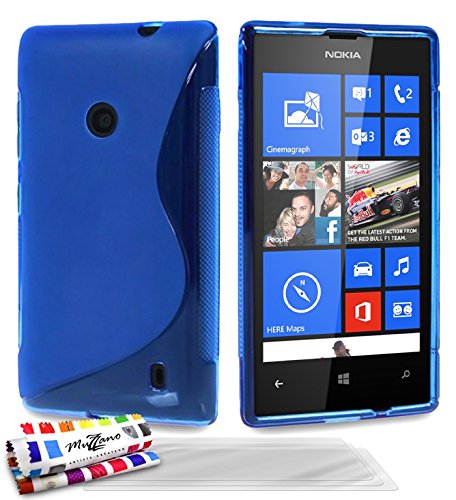 Muzzano Le S   Funda para Nokia Lumia 520, incluye 3 protecciones de pantalla, color azul