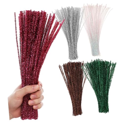 Sewroro Twisting Sticks 500pcs Pipe Cleaners Craft Supplies Glitter Twisting Sticks for DIY Projects