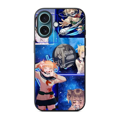 Designed for Apple iPhone 16, Silicone Black TPU Case Protective Shockproof Slim Phone Case Anti-Scratch Soft Cover Anime My Hero with Academia Himiko Cute Toga