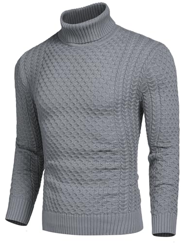COOFANDY Men's Slim Fit Turtleneck Sweater Casual Knitted Twisted Pullover Solid Sweaters2