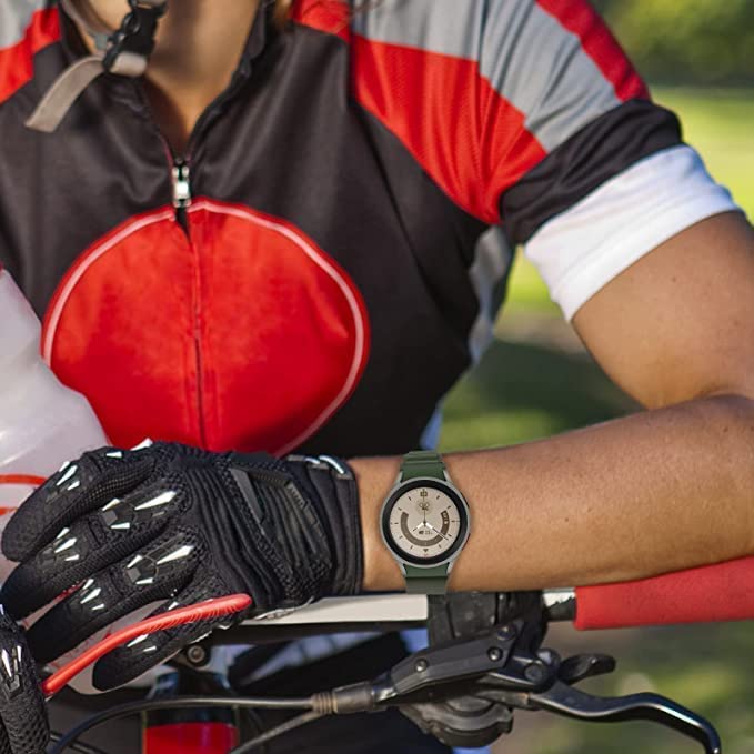 Image of FOLX FAG05 No Gap G-Hook Nylon Alpine Watch Bands Compatible for Samsung Galaxy Watch 4 Band & Galaxy Watch 5 Band 44mm 40mm /Watch 5 Pro Bands 45mm /Galaxy Watch 4 Classic Bands 46mm 42mm,20mm Sport Strap Wristbands for Men Women Unisex (ALPINE [ GREEN ])