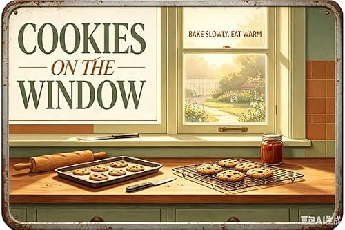 Cookies On The Window Home Bakery Window View Vintage Metal Tin Sign