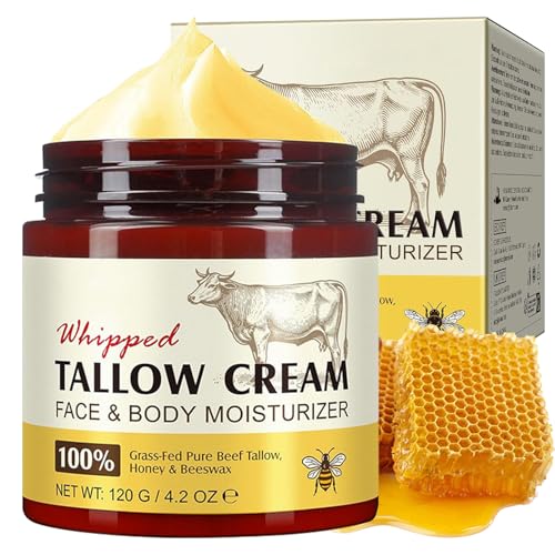 Beef Tallow Crema, Orgánico Bálsamo de Sebo y Miel, Sebo de Res para la Piel, Absorción Rápida, Hidratación Profunda para Rostro y Cuerpo, Ideal para Todo Tipo de Piel