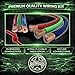 Sky High Car Audio 1/0 to Dual 4 Gauge Premium CCA Dual Amp Kit, Complete Amplifier Wiring Kit with ANL Fuse Block, RCA Cables – Green/Black
