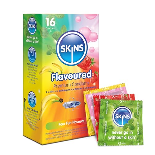 Skins Sexual Health préservatifs aromatisés, incolores, 16 pièces (lot de 1)