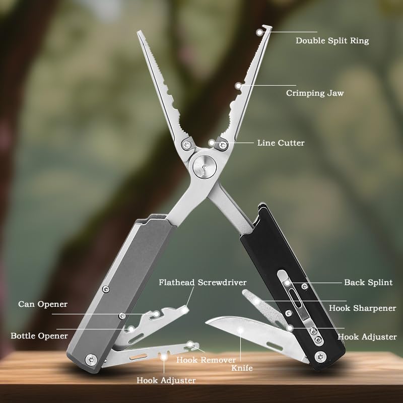 Image of Folding Fishing Pliers, Titanium Coated Saltwater Fishing Multitool