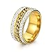 JIWEIER Los Hombres de Spinner Anillo de Plata hacia Fuera Helado Oro Rhinestone Boda Banda Bling 10mm Anillo Hombres Mujeres joyería de Hip Hop Anillo (Size : GR54 Gold Color 9)