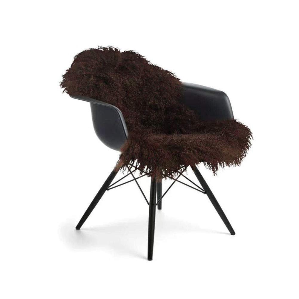 Genuine Tibetan Mongolian Sheepskin Fur Rug Hide Pelt Throw Rug Lamb Wool Carpet Fur Used for Area Rug or Across Armchair，40-41.5 in at Longest ，Dark Khaki