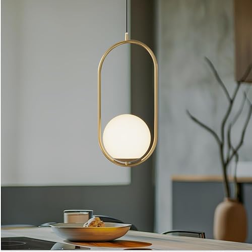 Miniatura 1 de Joyas y perlas  Modernas lámparas colgantes doradas para iluminación de isla de cocina, bombilla LED regulable incluida, 1 paquete (dorado, blanco