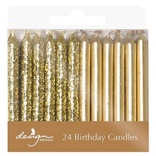 Design Design Metallic Birthday Candles, 1/4 x 2 3/8", Gold